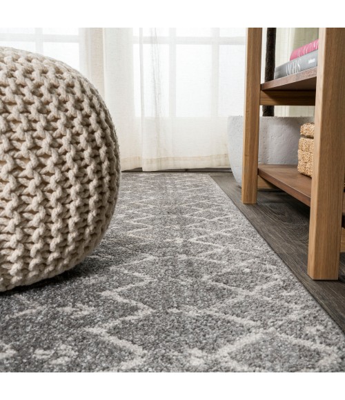 MOROCCAN HYPE Area Rug Moroccan HYPE Boho Vintage Diamond Gray/Ivory 2 ft. x 10 ft. Runner Rug
