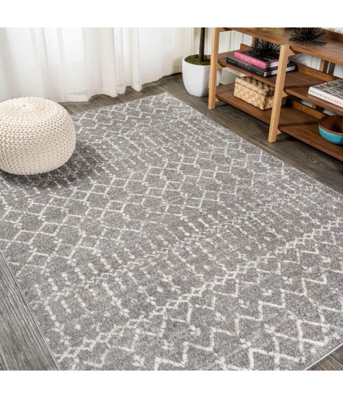 MOROCCAN HYPE Area Rug Moroccan HYPE Boho Vintage Diamond Gray/Ivory 8 ft. x 10 ft. Area Rug