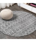 MOROCCAN HYPE Area Rug Moroccan HYPE Boho Vintage Diamond Gray/Ivory 5' Round Area Rug