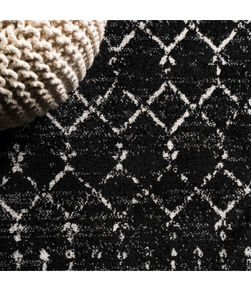 MOROCCAN HYPE Area Rug Moroccan HYPE Boho Vintage Diamond Black/Ivory 8 ft. x 10 ft. Area Rug