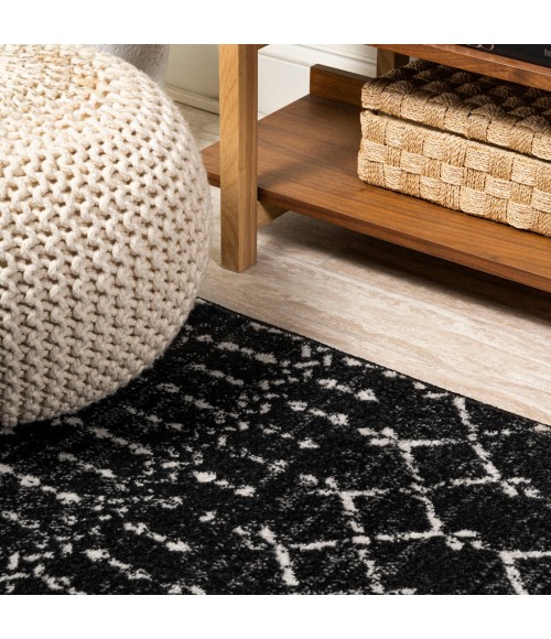 MOROCCAN HYPE Area Rug Moroccan HYPE Boho Vintage Diamond Black/Ivory 8 ft. x 10 ft. Area Rug