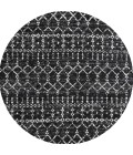 Moroccan HYPE Boho Vintage Diamond Black/Ivory 5' Round Area Rug