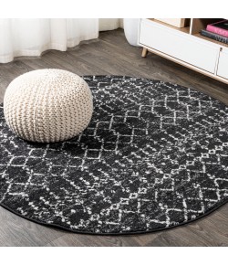 Jonathany Moroccan Hype MOH101D Black/Ivory Area Rug 5 ft. X 5 ft. Round