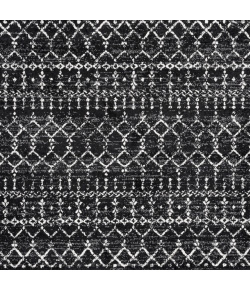 Moroccan HYPE Boho Vintage Diamond Black/Ivory 5' Square Area Rug