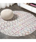 Moroccan HYPE Boho Vintage Diamond Ivory/Multi 5' Round Area Rug