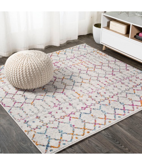 MOROCCAN HYPE Area Rug Moroccan HYPE Boho Vintage Diamond Ivory/Multi 5' Square Area Rug