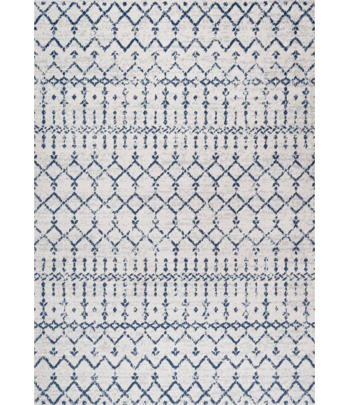 MOROCCAN HYPE Area Rug Moroccan HYPE Boho Vintage Diamond Cream/Navy 5 ft. x 8 ft. Area Rug
