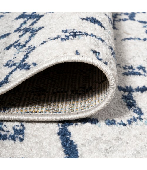 Moroccan HYPE Boho Vintage Diamond Cream/Navy 2 ft. x 8 ft. Runner Rug