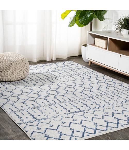 MOROCCAN HYPE Area Rug Moroccan HYPE Boho Vintage Diamond Cream/Navy 5 ft. x 8 ft. Area Rug