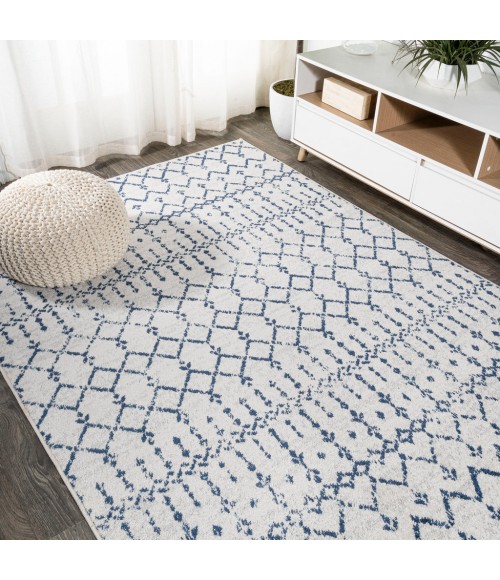 MOROCCAN HYPE Area Rug Moroccan HYPE Boho Vintage Diamond Cream/Navy 5 ft. x 8 ft. Area Rug