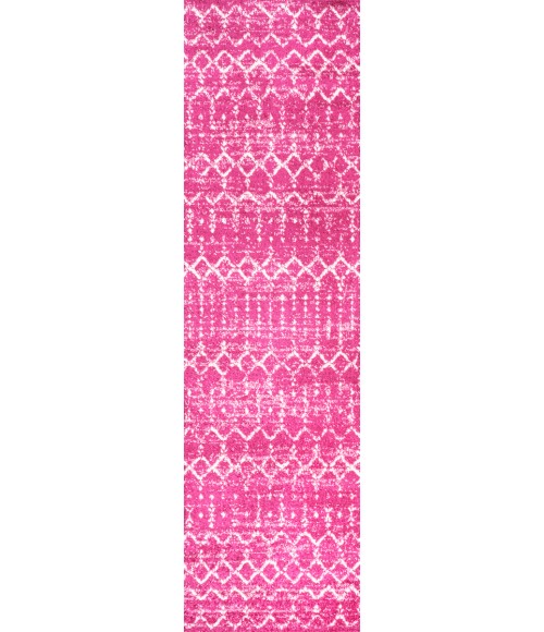 MOROCCAN HYPE Area Rug Moroccan HYPE Boho Vintage Diamond Fuchsia/Ivory 2 ft. x 8 ft. Runner Rug