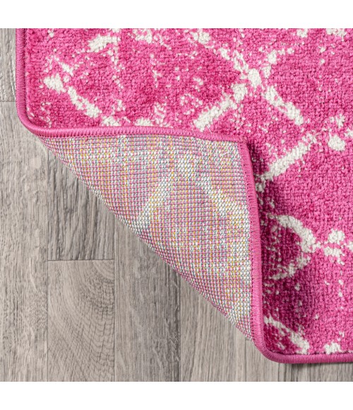 Moroccan HYPE Boho Vintage Diamond Fuchsia/Ivory 8 ft. x 10 ft. Area Rug