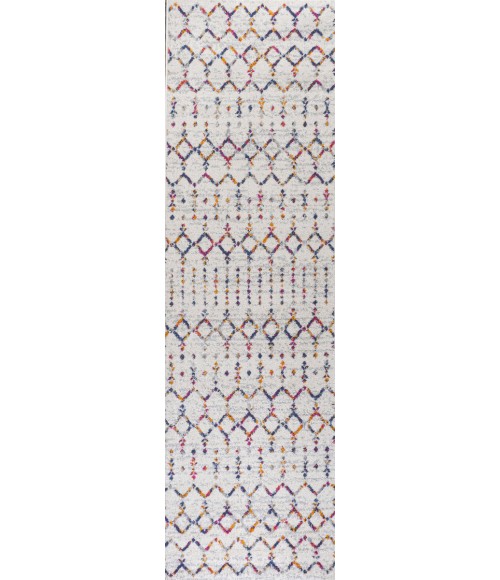 Moroccan Hype Boho Vintage Diamond Cream/Multi 2 ft. x 8 ft. Runner Rug