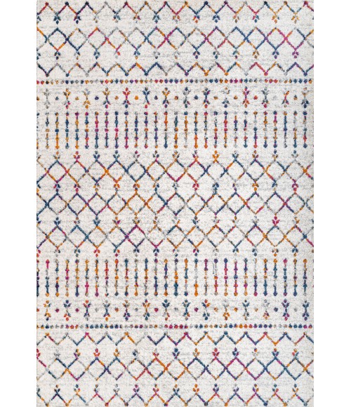 MOROCCAN HYPE Area Rug Moroccan HYPE Boho Vintage Diamond Cream/Multi 8 ft. x 10 ft. Area Rug