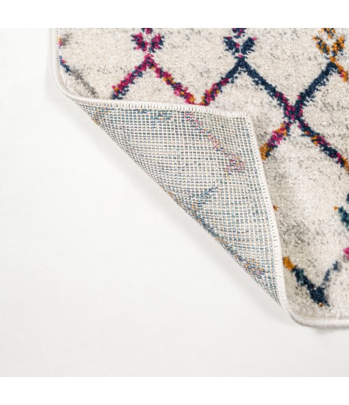 Moroccan Hype Boho Vintage Diamond Cream/Multi 2 ft. x 8 ft. Runner Rug