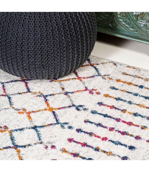 Moroccan Hype Boho Vintage Diamond Cream/Multi 2 ft. x 8 ft. Runner Rug