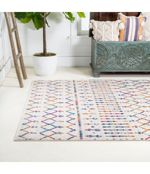MOROCCAN HYPE Area Rug Moroccan HYPE Boho Vintage Diamond Cream/Multi 8 ft. x 10 ft. Area Rug