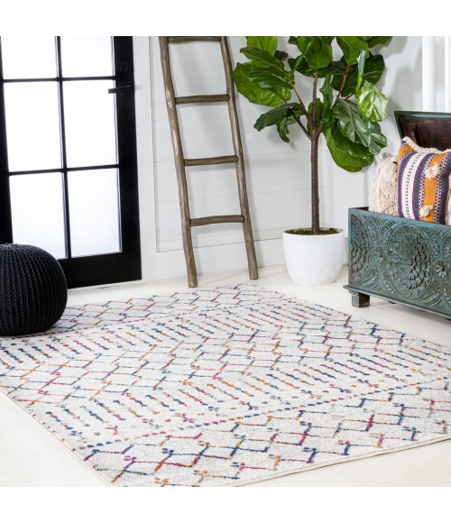 MOROCCAN HYPE Area Rug Moroccan HYPE Boho Vintage Diamond Cream/Multi 8 ft. x 10 ft. Area Rug