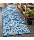 MOROCCAN HYPE Area Rug Moroccan HYPE Boho Vintage Tribal Blue/White 2 ft. x 8 ft. Runner Rug