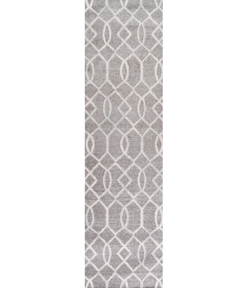 MOROCCAN HYPE Area Rug Asilah Ogee Fretwork Dark Gray/Cream 2 ft. x 8 ft. Runner Rug