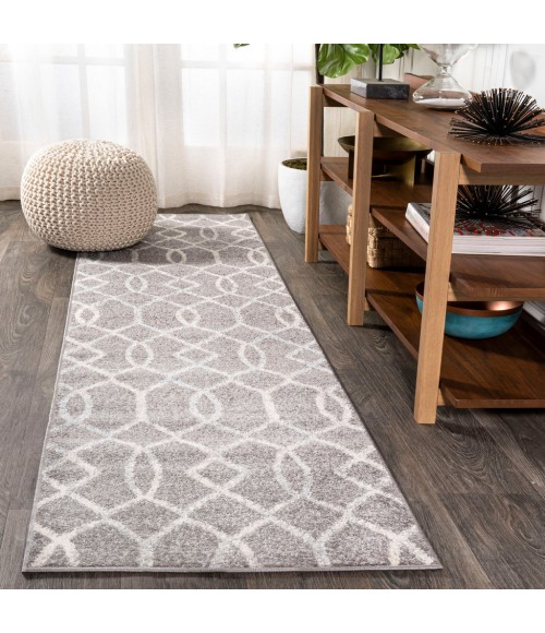 MOROCCAN HYPE Area Rug Asilah Ogee Fretwork Dark Gray/Cream 2 ft. x 8 ft. Runner Rug