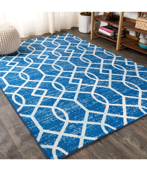 MOROCCAN HYPE Area Rug Asilah Ogee Fretwork Blue/Gray 5 ft. x 8 ft. Area Rug