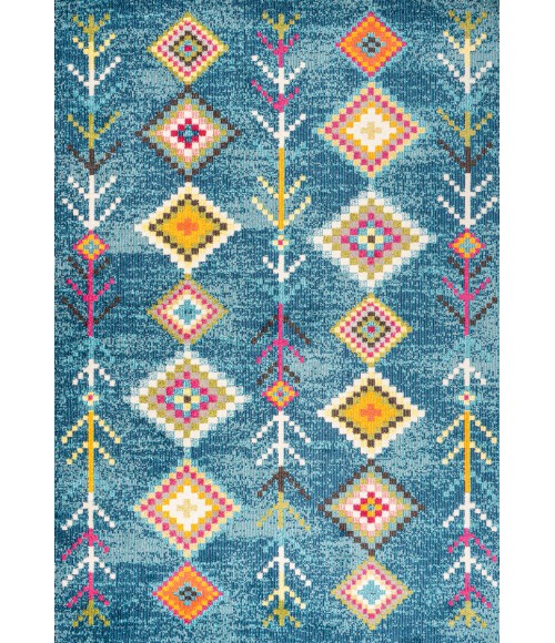 MOROCCAN HYPE Area Rug Tribal Love Geometric Dark Blue/Multi 3 ft. x 5 ft. Area Rug