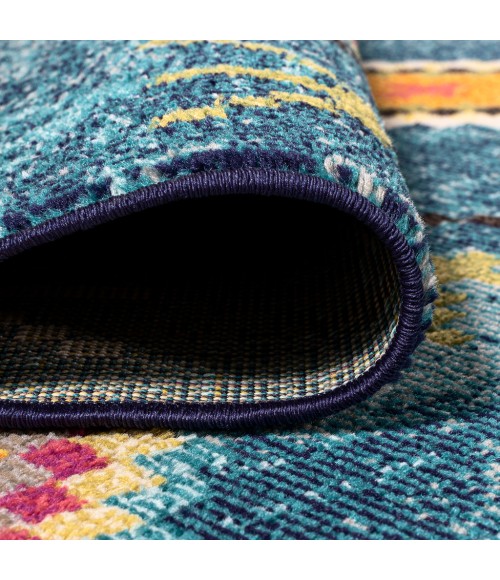 MOROCCAN HYPE Area Rug Tribal Love Geometric Dark Blue/Multi 3 ft. x 5 ft. Area Rug
