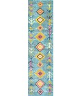 Tribal Love Geometric Light Blue/Multi 2 ft. x 8 ft. Runner Rug