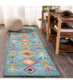 Jonathany Moroccan Hype MOH105D Light Blue/Multi Area Rug 2 ft. 3 in. X 8 ft. Runner