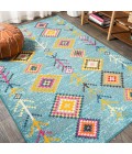 Tribal Love Geometric Light Blue/Multi 8 ft. x 10 ft. Area Rug