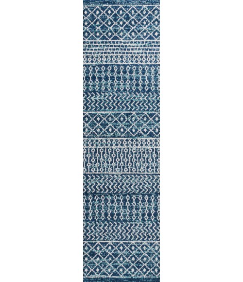 MOROCCAN HYPE Area Rug Arta Moroccan Vintage Geometric Rug Navy/Cream 2 ft. x 8 ft. Runner Rug