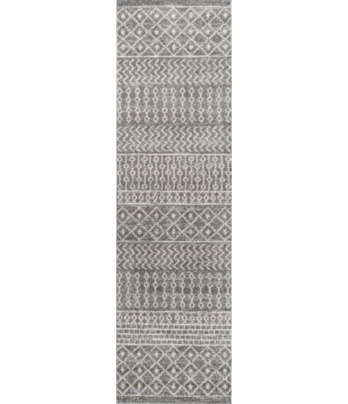 MOROCCAN HYPE Area Rug Arta Moroccan Modern Geometric Rug Gray/Cream 2 ft. x 8 ft. Runner Rug