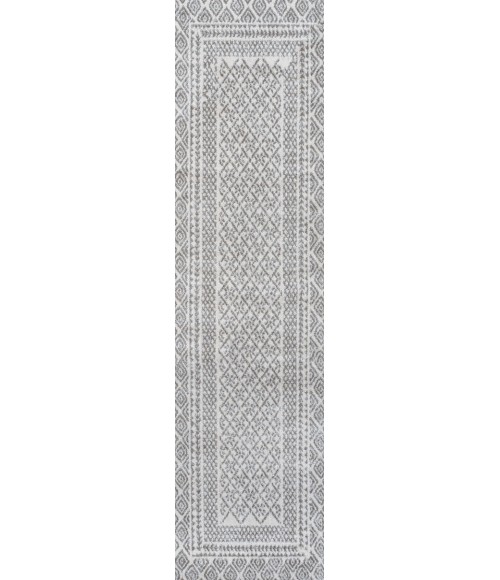 MOROCCAN HYPE Area Rug Athens Modern Geometric Boho Ivory/Dark Gray 2 ft. x 8 ft. Runner Rug