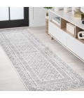 MOROCCAN HYPE Area Rug Athens Modern Geometric Boho Ivory/Dark Gray 2 ft. x 8 ft. Runner Rug