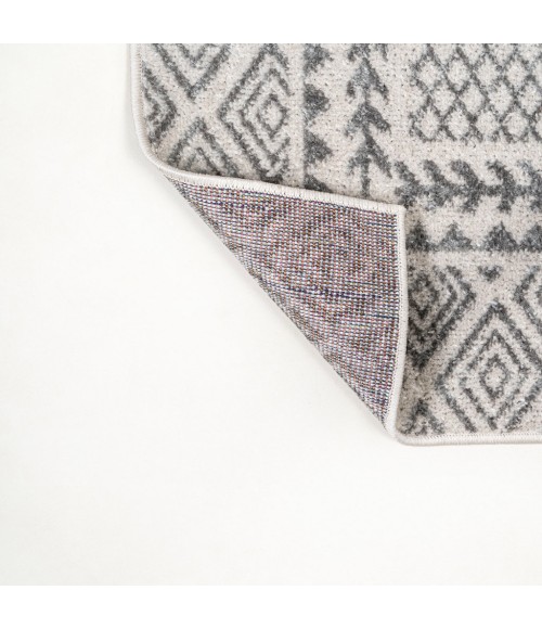 MOROCCAN HYPE Area Rug Athens Modern Geometric Boho Ivory/Dark Gray 2 ft. x 8 ft. Runner Rug