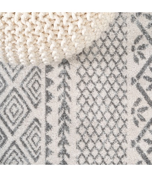 MOROCCAN HYPE Area Rug Athens Modern Geometric Boho Ivory/Dark Gray 2 ft. x 8 ft. Runner Rug