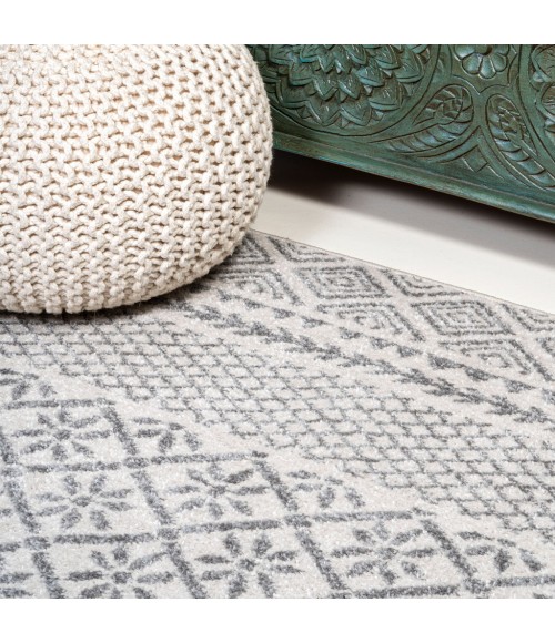 MOROCCAN HYPE Area Rug Athens Modern Geometric Boho Ivory/Dark Gray 2 ft. x 8 ft. Runner Rug