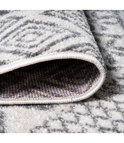 MOROCCAN HYPE Area Rug Athens Modern Geometric Boho Ivory/Dark Gray 2 ft. x 8 ft. Runner Rug