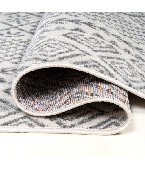 MOROCCAN HYPE Area Rug Athens Modern Geometric Boho Ivory/Dark Gray 2 ft. x 8 ft. Runner Rug