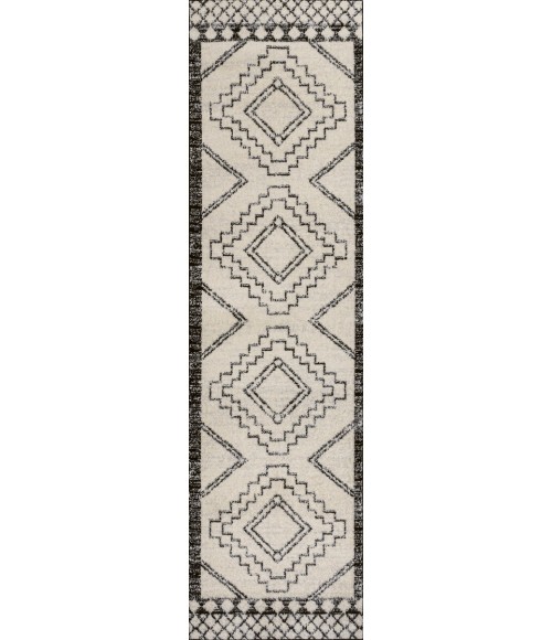 MOROCCAN HYPE Area Rug Amir Moroccan Beni Souk Cream/Black 2 ft. x 8 ft. Runner Rug