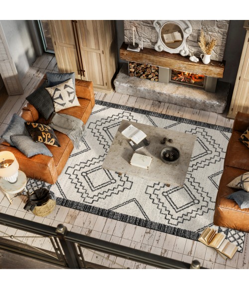 MOROCCAN HYPE Area Rug Amir Moroccan Beni Souk Cream/Black 4 ft. x 6 ft. Area Rug