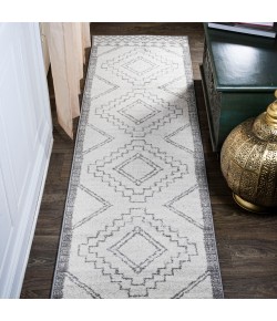 Jonathany Moroccan Hype MOH200B Cream/Gray Area Rug 2 ft. 3 in. X 8 ft. Runner