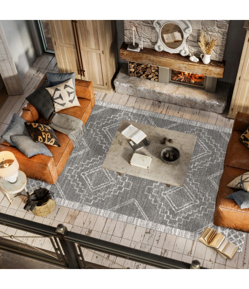 MOROCCAN HYPE Area Rug Amir Moroccan Beni Souk Gray/Cream 8 ft. x 10 ft. Area Rug