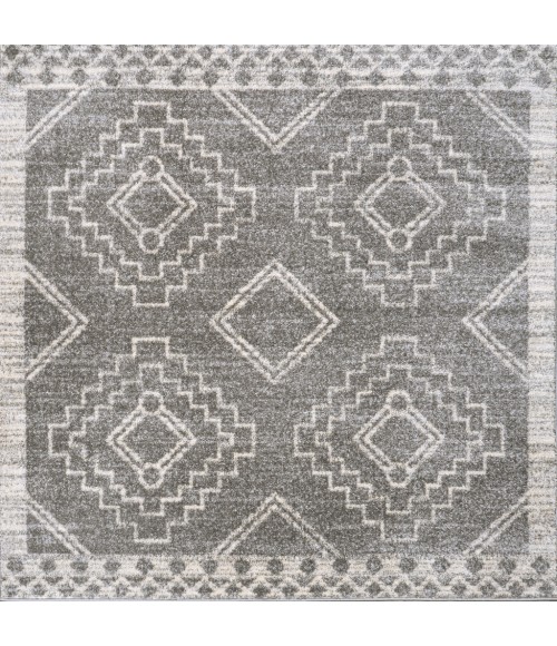MOROCCAN HYPE Area Rug Amir Moroccan Beni Souk Gray/Cream 5' Square Area Rug