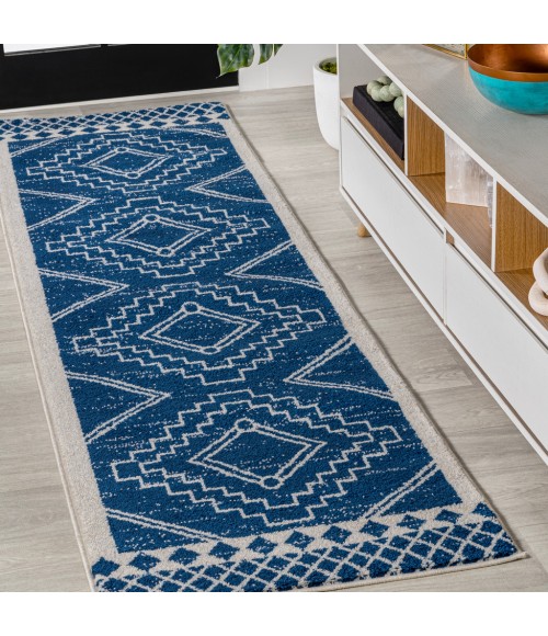 MOROCCAN HYPE Area Rug Amir Moroccan Beni Souk Navy/Ivory 2 ft. x 8 ft. Runner Rug