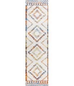 Jonathany Moroccan Hype MOH200E Ivory/Blue/Orange Area Rug 2 ft. 3 in. X 8 ft. Runner