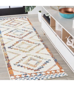 Jonathany Moroccan Hype MOH200E Ivory/Blue/Orange Area Rug 2 ft. 3 in. X 8 ft. Runner
