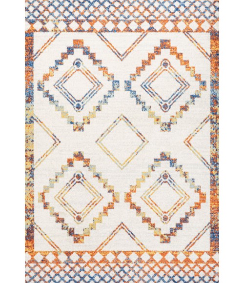 MOROCCAN HYPE Area Rug Amir Moroccan Beni Souk Ivory/Blue/Orange 8 ft. x 10 ft. Area Rug
