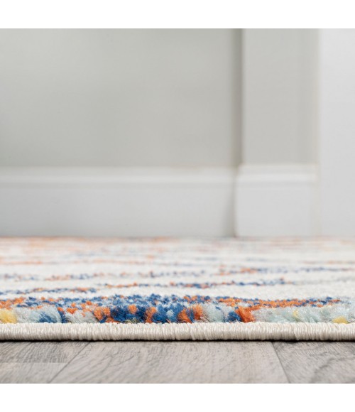 Amir Moroccan Beni Souk Ivory/Blue/Orange 2 ft. x 8 ft. Runner Rug